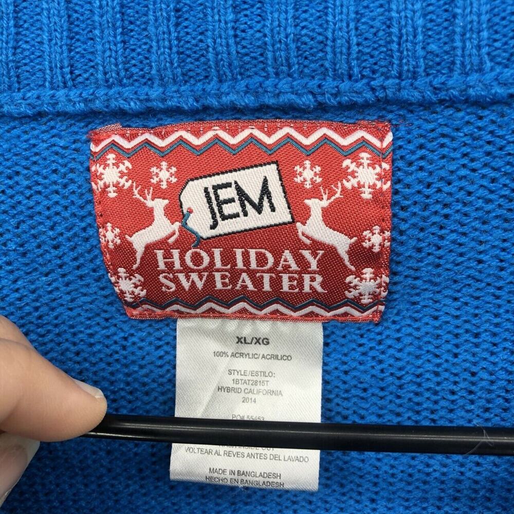 Jem Women's Faux Button Down Ugly Christmas Sweater Size XL Blue Snowman Tacky - Picture 7 of 8